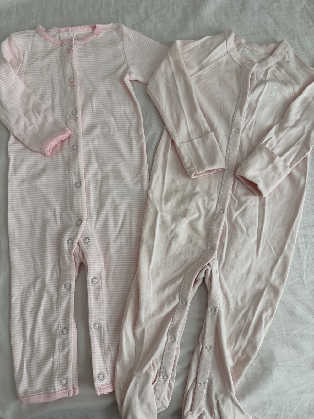 Polo and Carter's Pale Pink Footed and Snap-Front Sleepers